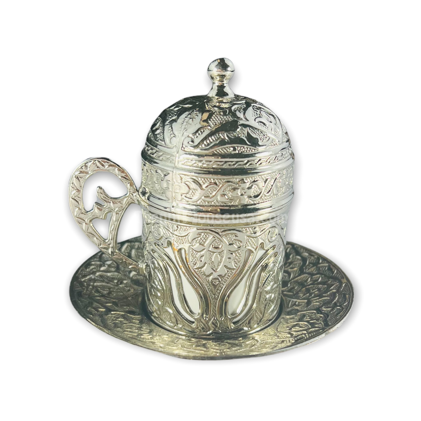 Silver Turkish Coffee set 2pc 24053