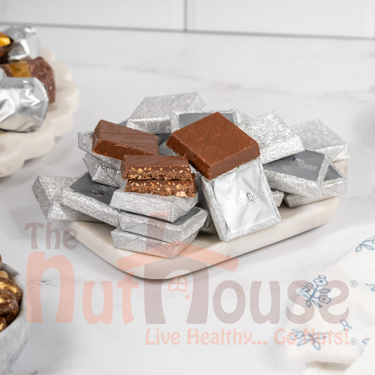 Chocolate Covered Crushed Nuts with Hazelnut Cream - SILVER