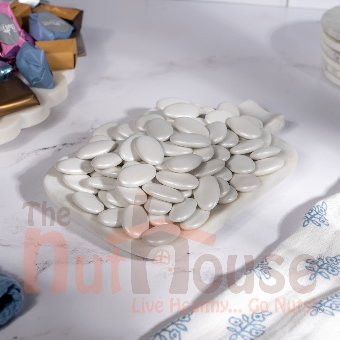 White Almond Shaped Chocolates